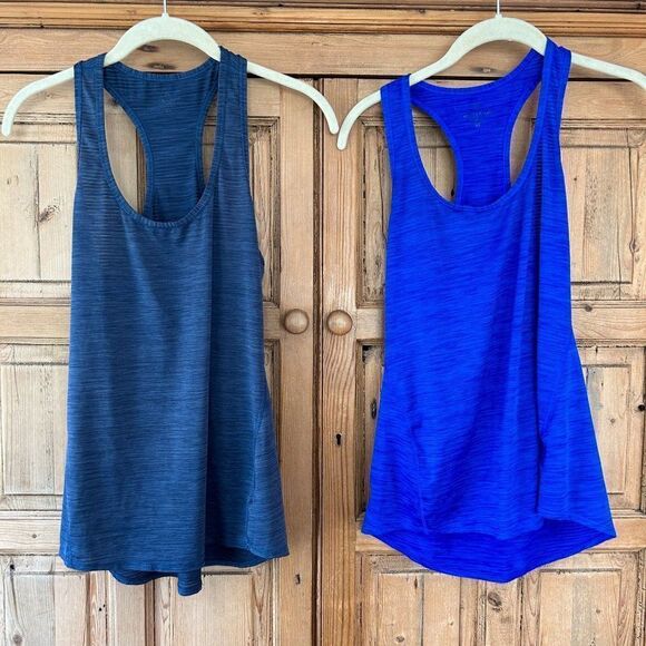 Lot of 2 Athleta‎ Small Tall Racerback Tank Tops - Royal Blue / Navy Blue - Picture 1 of 8